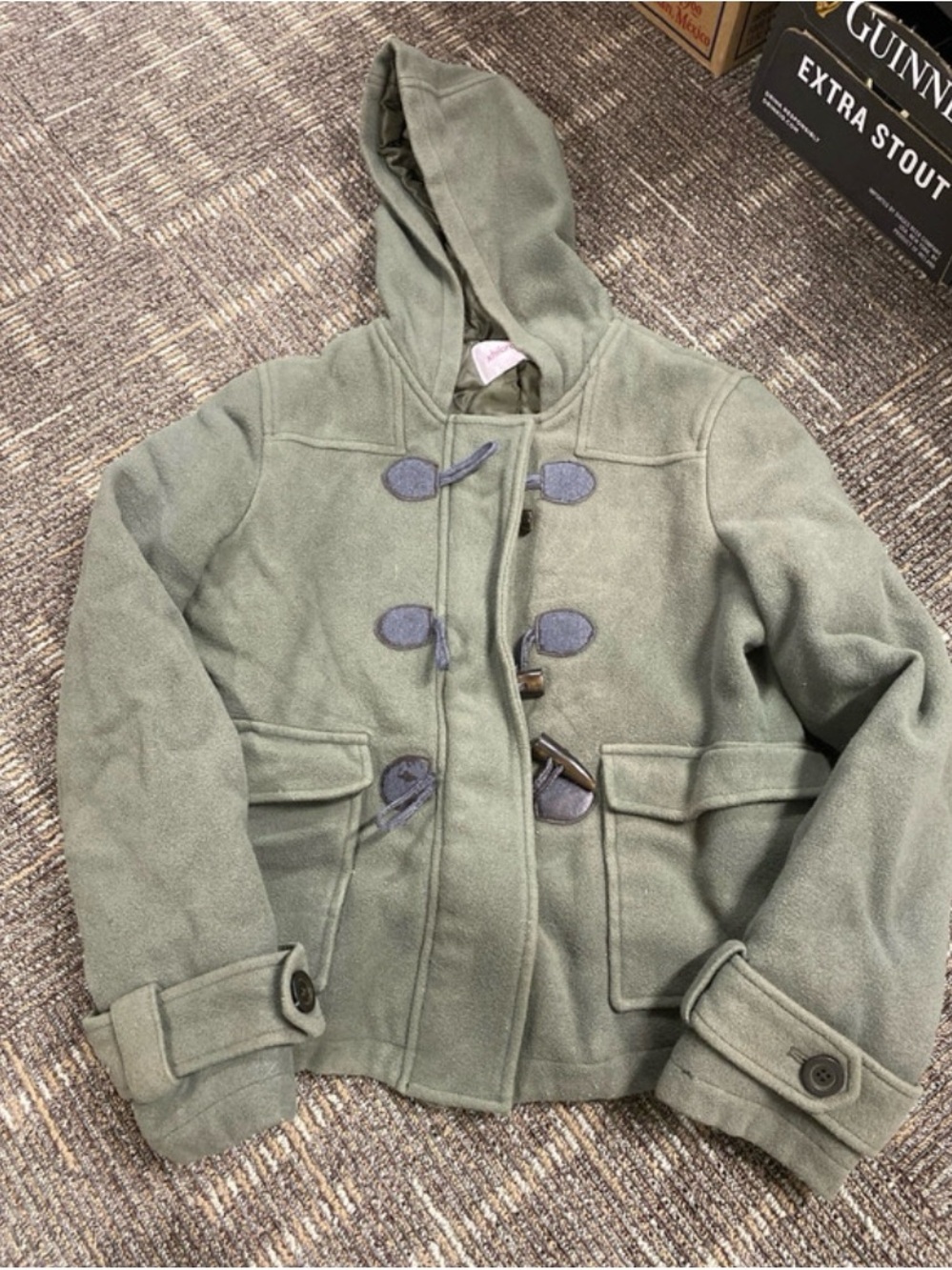 Xhilaration Olive Green Hooded Toggle Coat